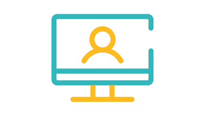 Ein Icon mit einem Computerbildschirm. Innerhalb des Bildschirms ist ein Mensch angedeutet. Dieses Icon steht für den Zugriff der Kunden zum Kundenportal von naturenergie.