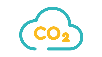 Das Bild zeigt eine blaue Wolke, in dessen Mitte das Wort CO2 steht, Symbol für CO2 bzw. Kohlenstoffdioxid