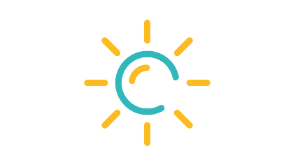 Ein Icon mit einem rechts unten geöffnetem Kreis, bei dem außen Linien angeordnet sind. Das Icon soll die Sonne symbolisieren. 