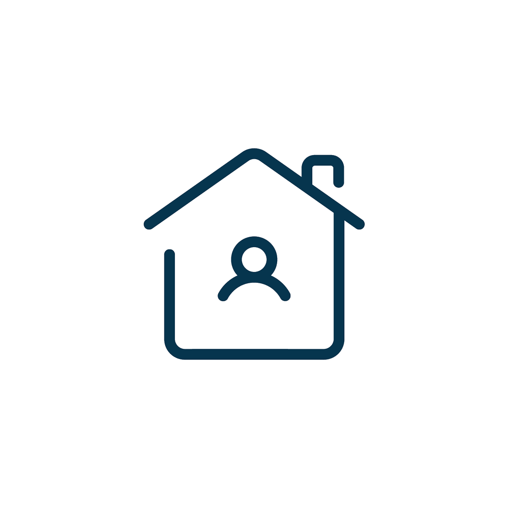 Haus mit Person als Symbol für Bürgerinnen und Bürger