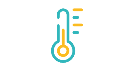 Ein Icon mit einem Thermometer. Durch horizontale Linien sind die Temperaturen angedeutet. Das Icon symbolisiert Temperaturen. 