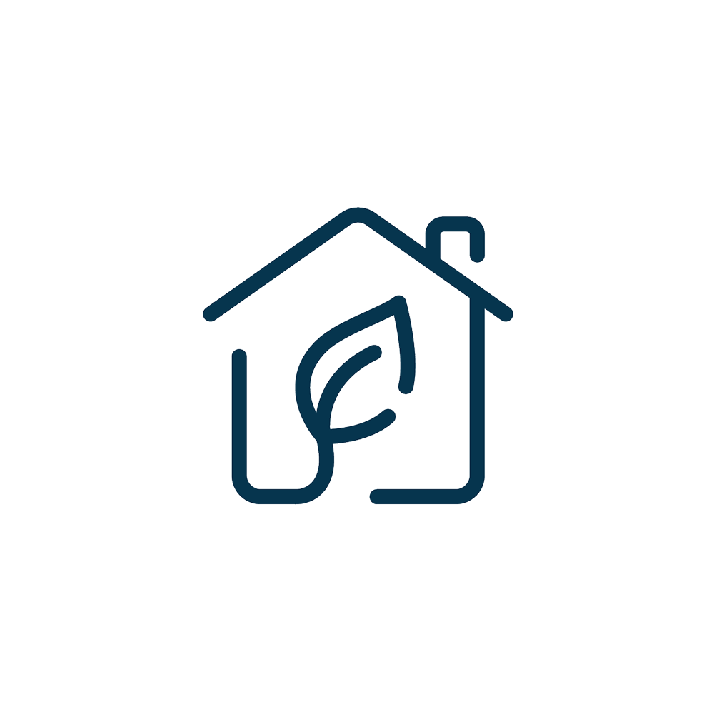 Haus mit Blatt als Symbol für nachhaltige Energielösungen